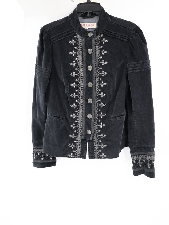 Free People Jackets & Blazers - Free People Maven Velvet Black Jacket womens small military cavalry buttons  Has